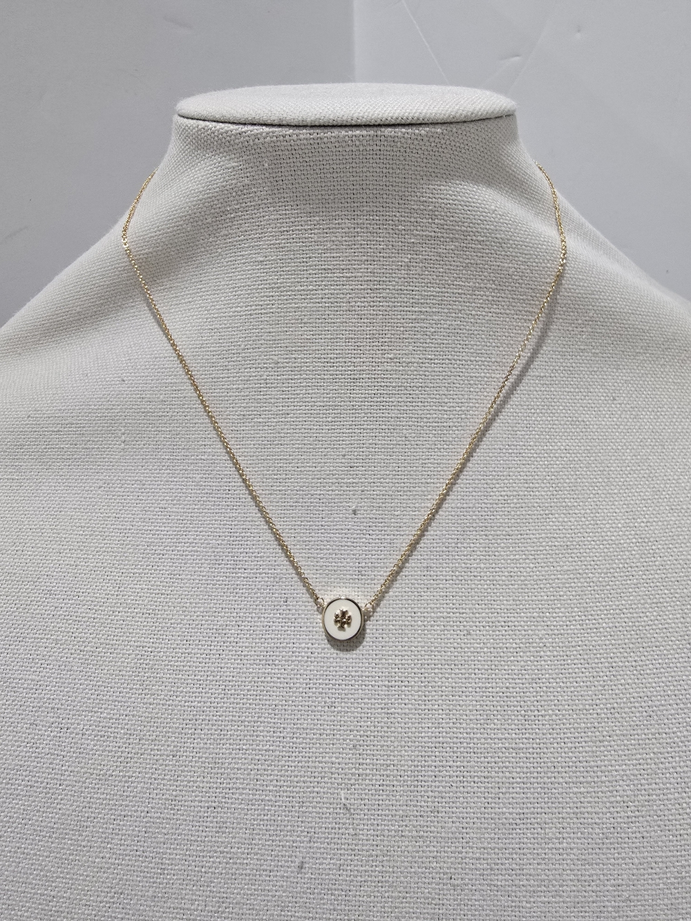 Tory Burch Logo Necklace Gold Cream